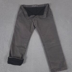 Eddie Bauer Jeans Mens 38x32 Gray Cargo Fleece Lined Straight Leg Denim Thermal